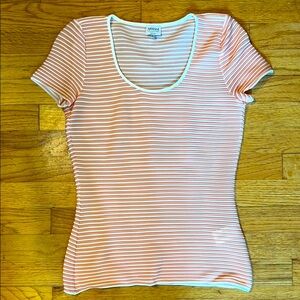 Women's Striped Top - Peach and White